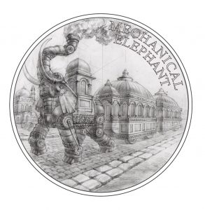 Stříbrná mince Fantastický svět Julese Verna - Ocelový parní slon proof