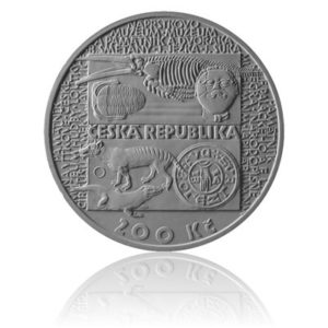 averzní strana stříbrné mince založení národního muzea